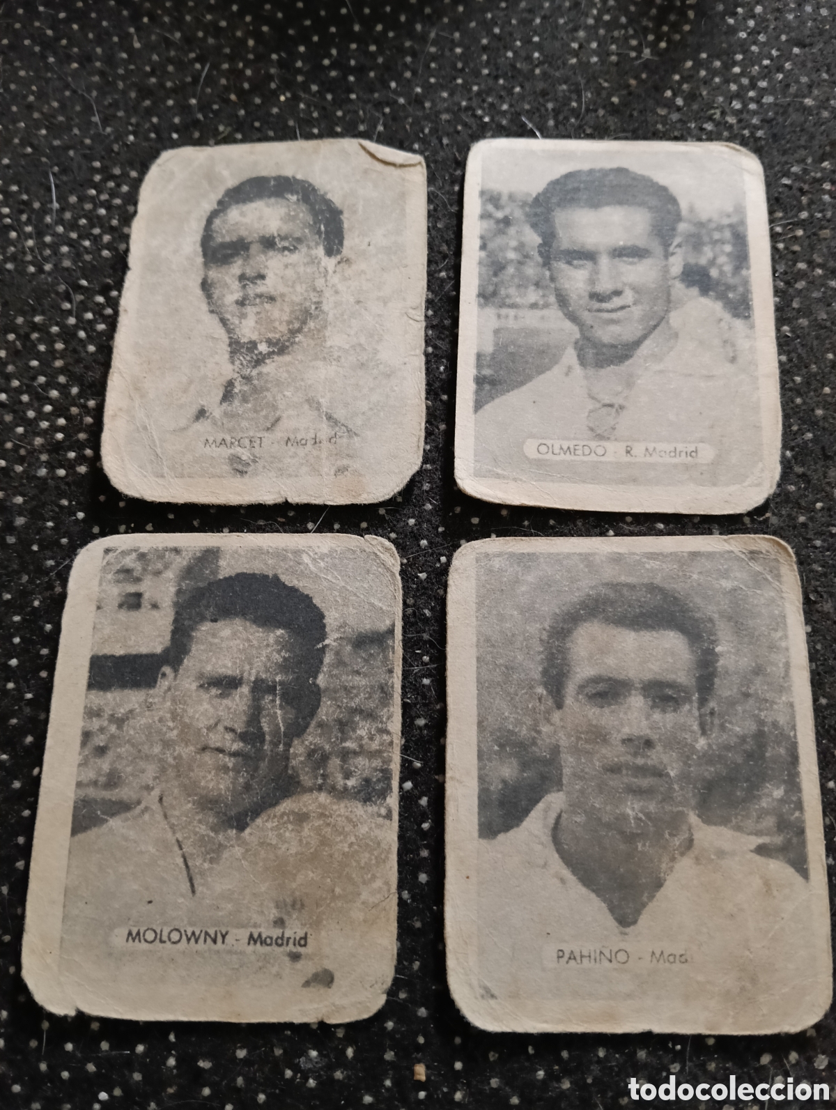 Figurine di Calcio: 4 cromos del R. Madrid, Marcet, Olmedo, Molowny y Pahi&ntilde;o, Ediciones Bruguera o Ruiz Romero, liga 194