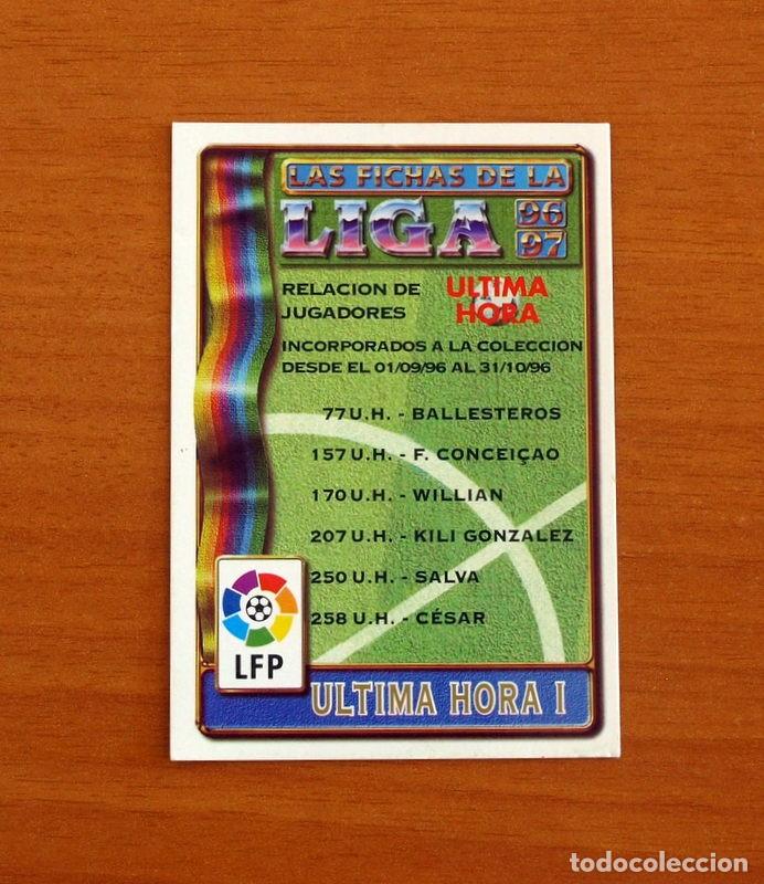 Cromos de F&uacute;tbol: &Iacute;ndice - &Uacute;ltima Hora I -Mundicromo Las Fichas de la Liga 1996-1997-96-97