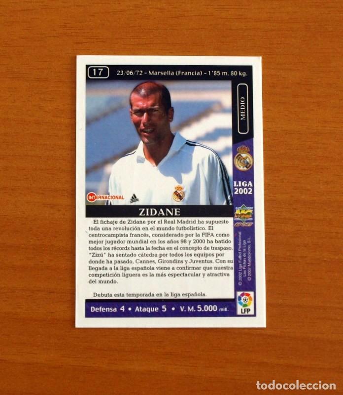 Cartes &agrave; collectionner de Football: Real Madrid - N&ordm; 17 Zinedine Zidane - Rookie - Mundicromo Las Fichas de la Liga 2001-2002, 01-02