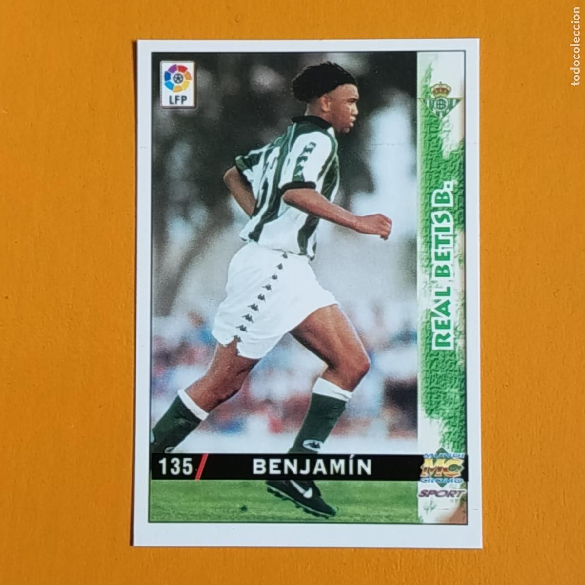 Cromos de F&uacute;tbol: 135 BENJAM&Iacute;N. REAL BETIS. LAS FICHAS DE LA LIGA 98-99. MUNDICROMO