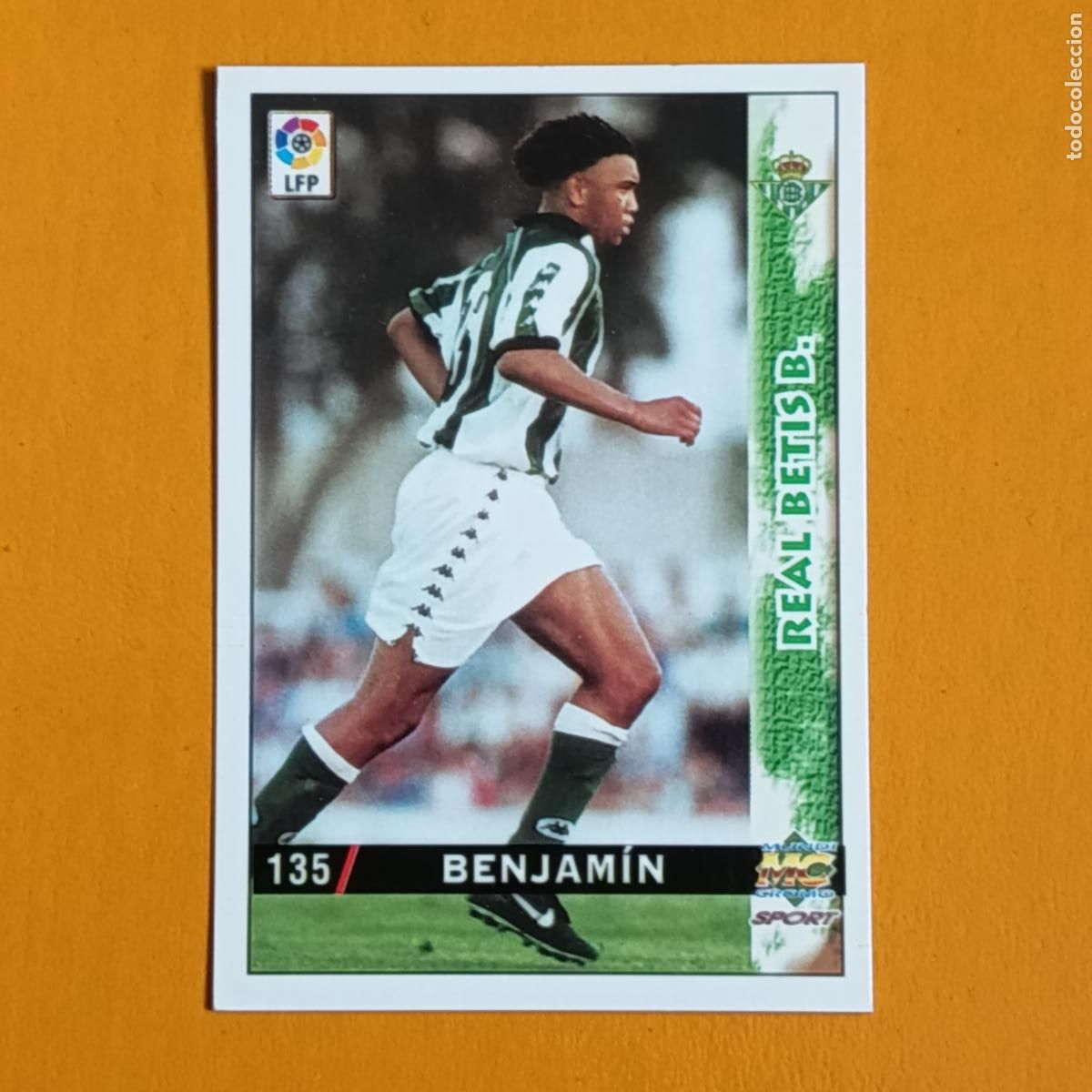 Cromos de F&uacute;tbol: 135 BENJAM&Iacute;N. REAL BETIS. LAS FICHAS DE LA LIGA 98-99. MUNDICROMO