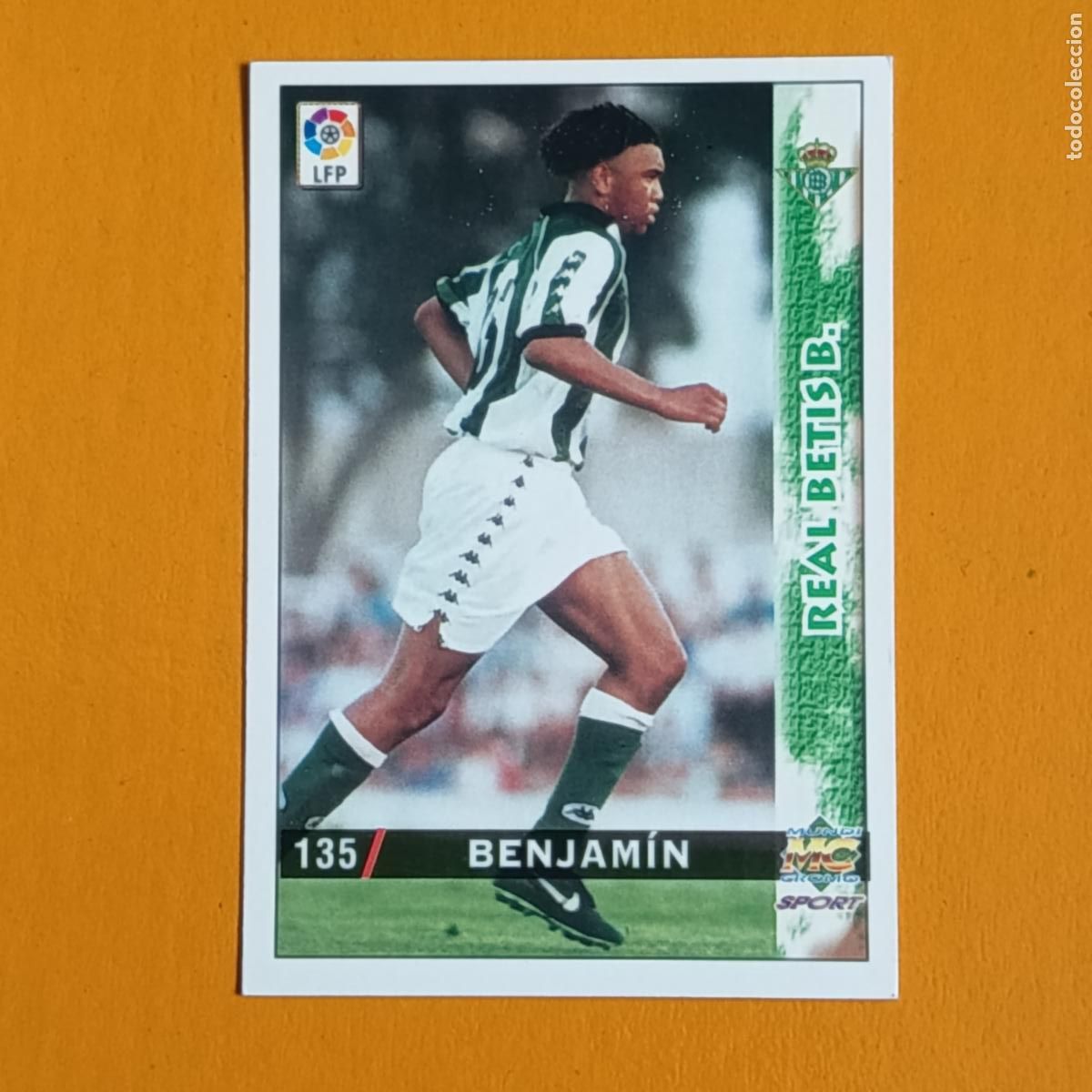 Cromos de F&uacute;tbol: 135 BENJAM&Iacute;N. REAL BETIS. LAS FICHAS DE LA LIGA 98-99. MUNDICROMO