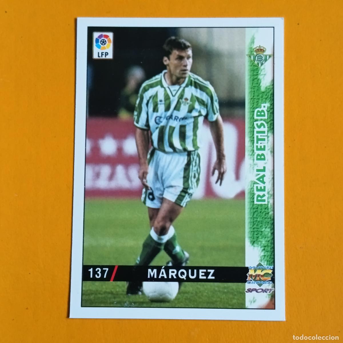 Cromos de F&uacute;tbol: 137 M&Aacute;RQUEZ. REAL BETIS. LAS FICHAS DE LA LIGA 98-99. MUNDICROMO