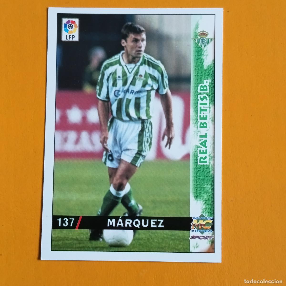 Cromos de F&uacute;tbol: 137 M&Aacute;RQUEZ. REAL BETIS. LAS FICHAS DE LA LIGA 98-99. MUNDICROMO