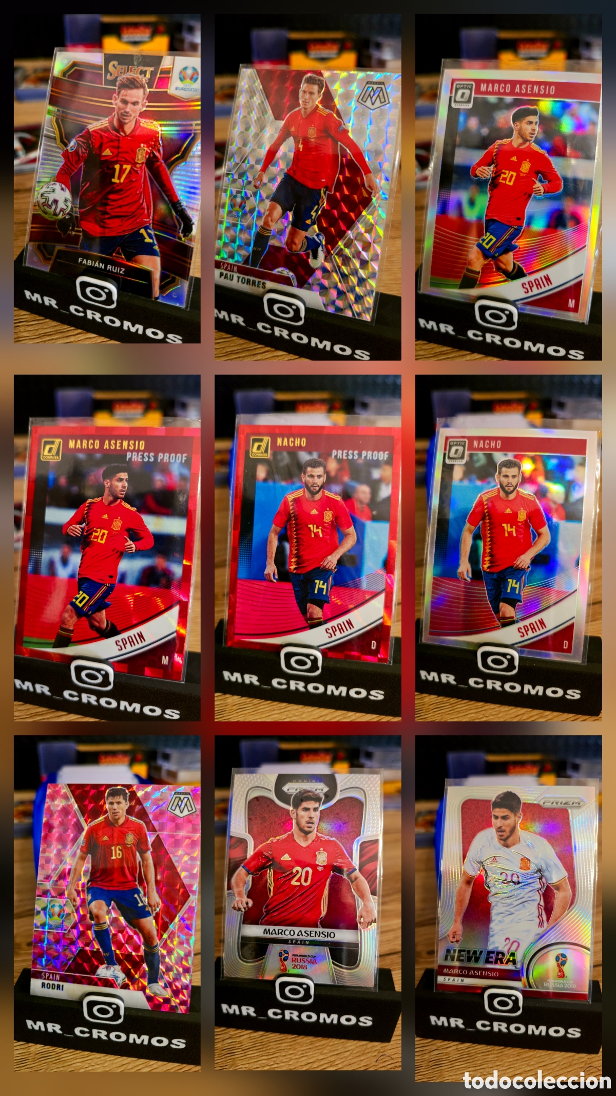 Cromos de Futebol: Lote 9 cards panini prizm, mosaic, select, prizm y donruss