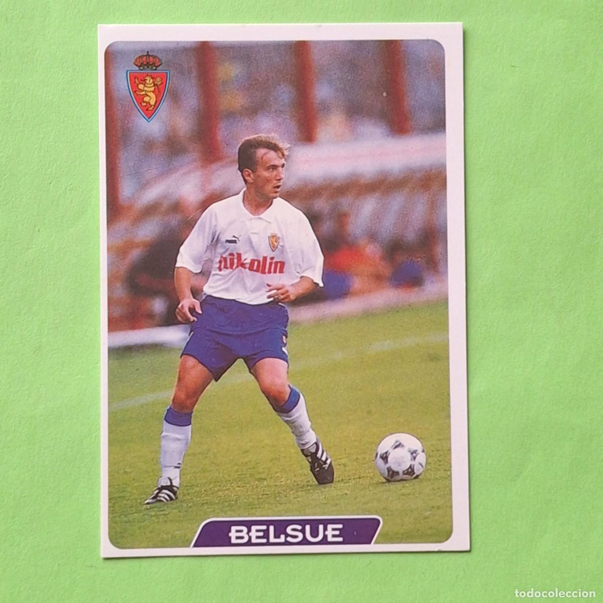 Football Stickers: RAREZA ERROR UNICO - LIGA 95 96 MUNDICROMO - 114 BELSUE ZARAGOZA REVERSO 300 MAQUEDA ALBACETE GIRADO