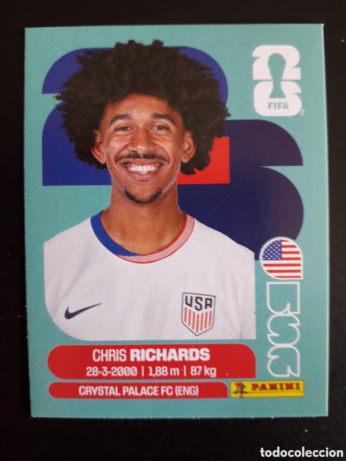 Cartes &agrave; collectionner de Football: RICHARDS ESTADOS UNIDOS USA 3 MUNDIAL F&Uacute;TBOL 2026 FIFA WORLD CUP PANINI SIN PEGAR PEDIDO M&Iacute;NIMO 3&euro;.