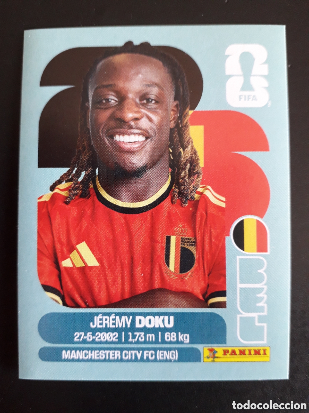 Cromos de F&uacute;tbol: DOKU B&Eacute;LGICA BEL 16 MUNDIAL F&Uacute;TBOL 2026 FIFA WORLD CUP PANINI SIN PEGAR PEDIDO M&Iacute;NIMO 3&euro;
