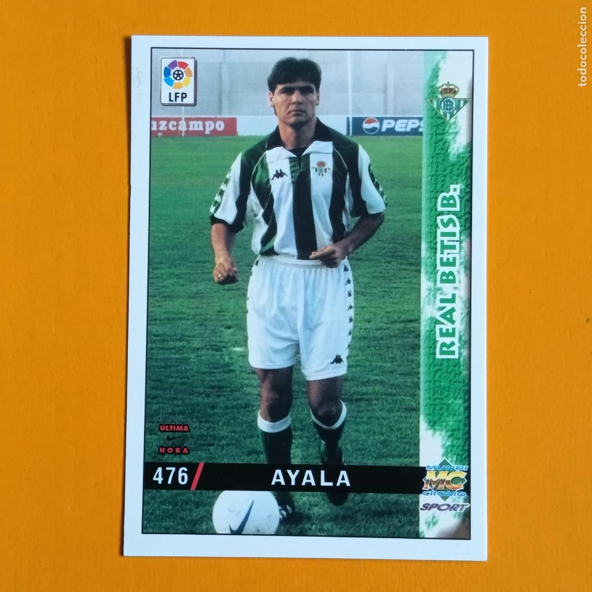 Football Stickers: 476 AYALA. (&Uacute;LTIMA HORA). REAL BETIS. LAS FICHAS DE LA LIGA 98-99. MUNDICROMO