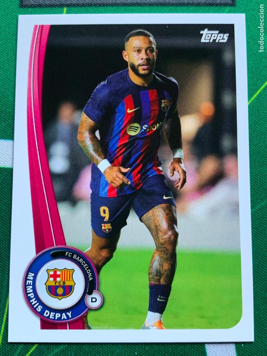 Cromos de F&uacute;tbol: BA-18 Memphis Depay FC Barcelona Base card Topps BAR&Ccedil;A Fan Set 2022 2023 22 23