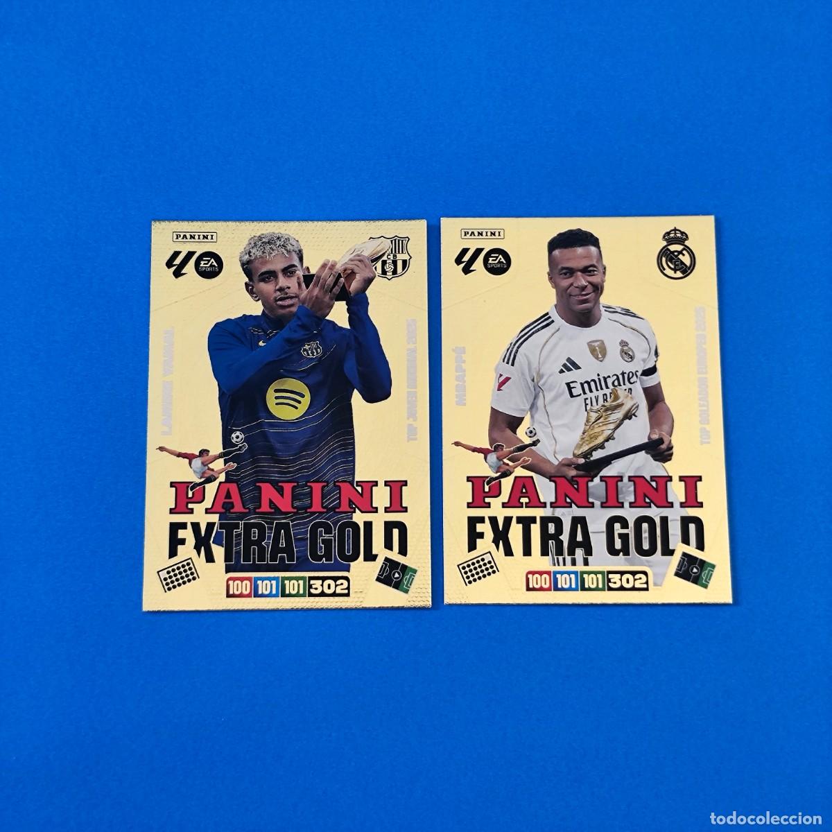 Cromos de F&uacute;tbol: Adrenalyn 2025 2026 / 25 26 Panini Extra Gold Lamine Yamal Barcelona - Mbapp&eacute; Real Madrid