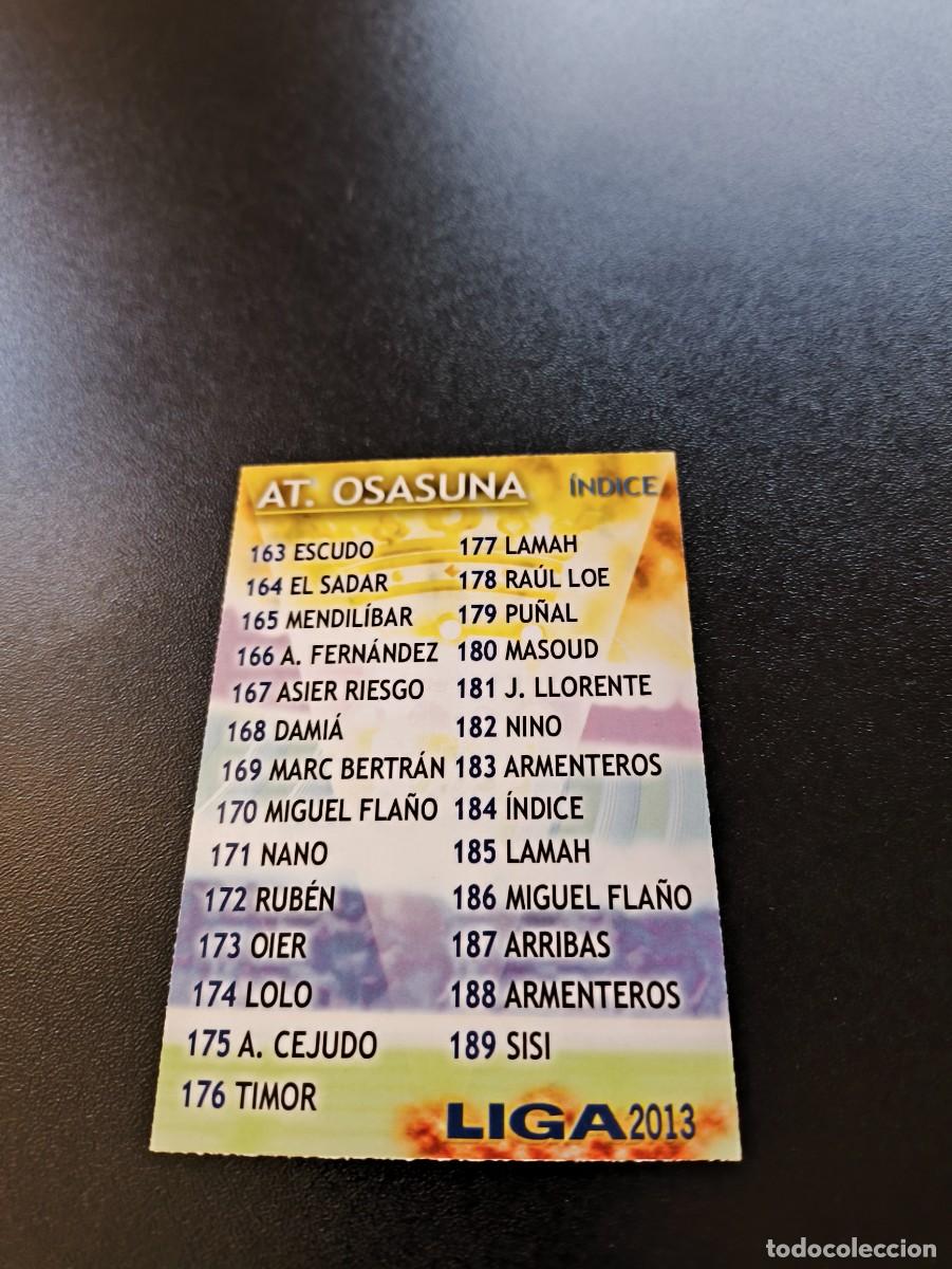 Cromos de F&uacute;tbol: 184 INDICE OSASUNA MUNDICROMO LIGA 2012 2013 12 13 NO PANINI ESTE MEGACRACKS