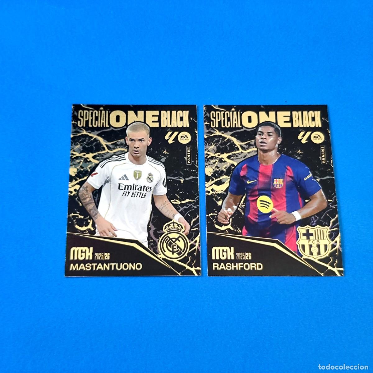 Cromos de F&uacute;tbol: Megacracks 2025 2026 / 25 26 Special One Black Rashford Barcelona - Mastantuono Real Madrid