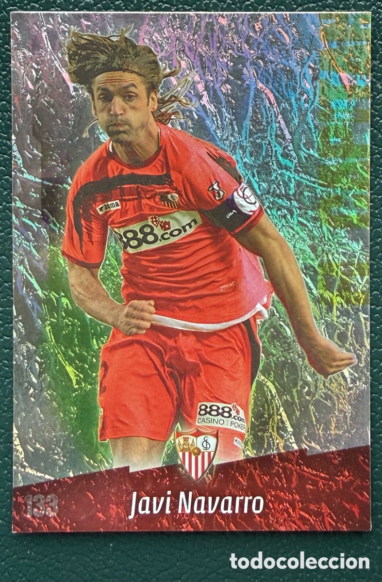 Cromos de F&uacute;tbol: 133 JAVI NAVARRO EL CAPITAN SEVILLA FC BRILLO JASPEADO FICHAS ALBUM MUNDICROMO 2008 2009 08 09