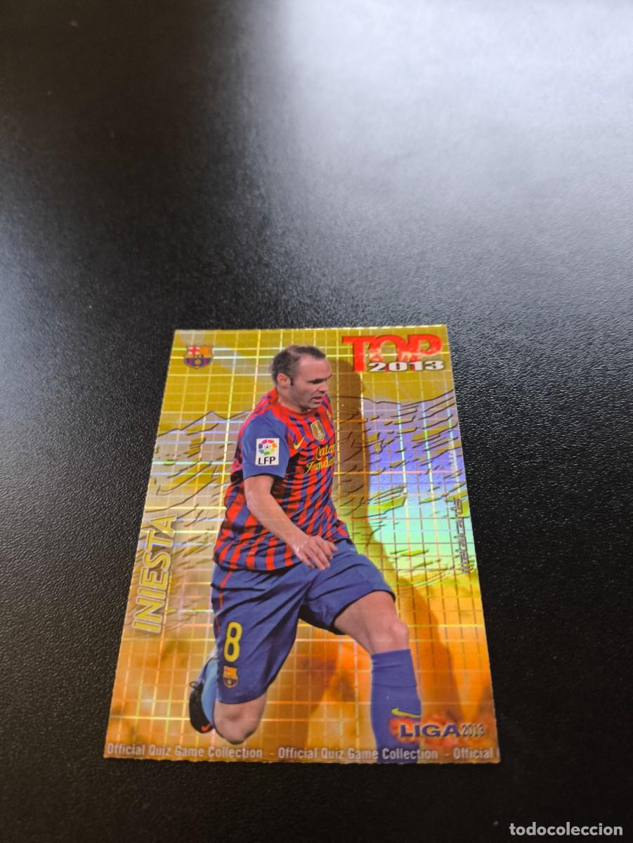 Cromos de F&uacute;tbol: 614 INIESTA BARCELONA FONDO DORADO CUADROS TOP MUNDICROMO LIGA 2012 2013 12 13 NO PANINI ESTE