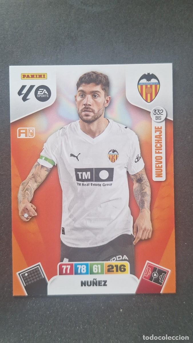 Cromos de F&uacute;tbol: L3 NU&Ntilde;EZ VALENCIA C. F. 332 BIS NUEVO FICHAJE ADRENALYN XL LIGA 2025/2026 25 26 PANINI