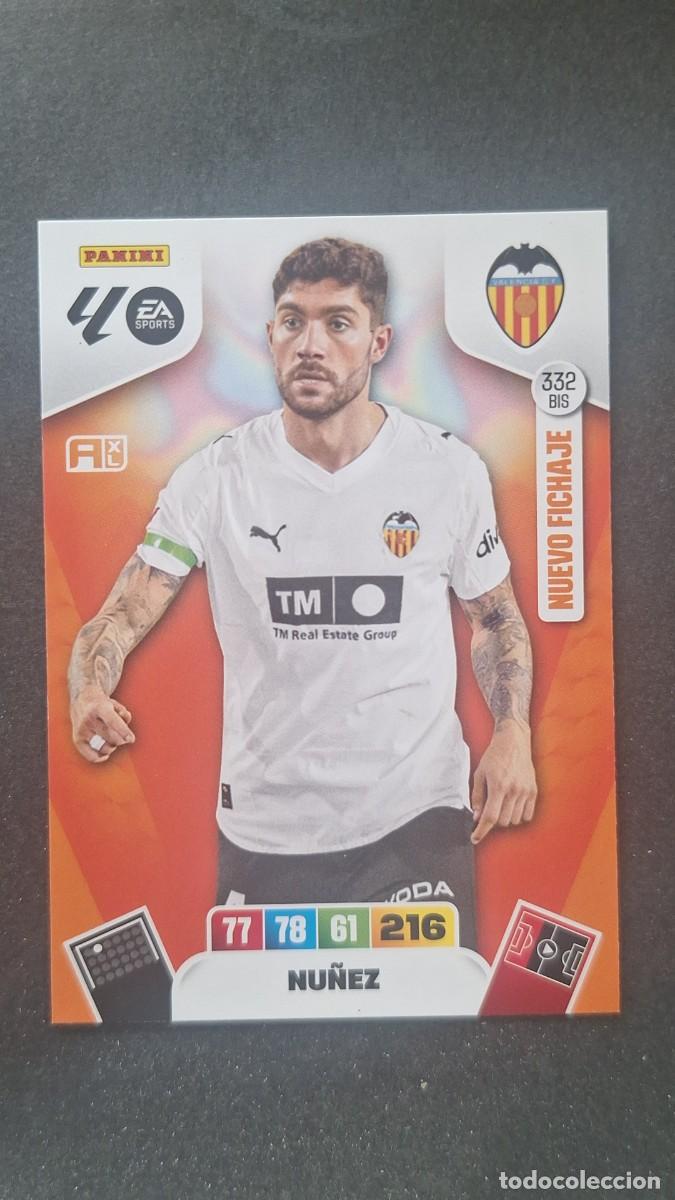 Cromos de F&uacute;tbol: L3 NU&Ntilde;EZ VALENCIA C. F. 332 BIS NUEVO FICHAJE ADRENALYN XL LIGA 2025/2026 25 26 PANINI