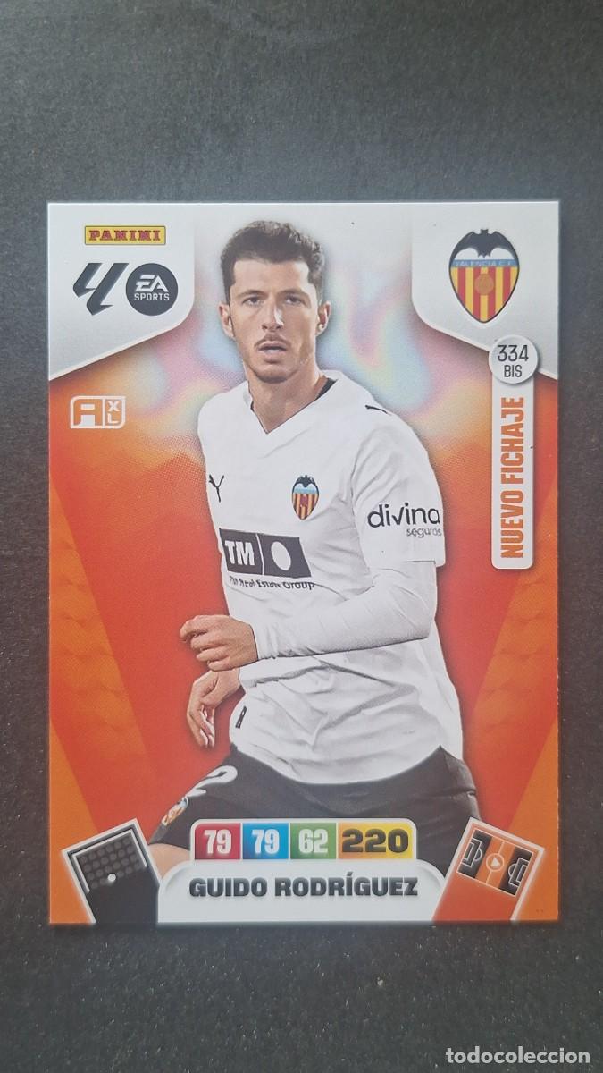 Cromos de F&uacute;tbol: L3 GUIDO RODRIGUEZ VALENCIA C. F. 334 BIS NUEVO FICHAJE ADRENALYN XL LIGA 2025/2026 25 26 PANINI