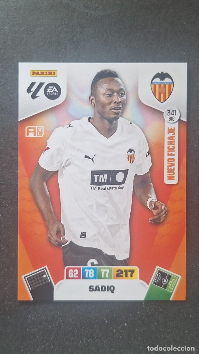 Cromos de F&uacute;tbol: L3 SADIQ VALENCIA C. F. 341 BIS NUEVO FICHAJE ADRENALYN XL LIGA 2025/2026 25 26 PANINI