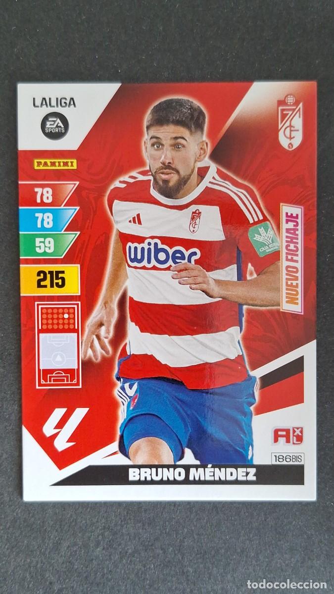 Cromos de F&uacute;tbol: L3 BRUNO MENDEZ GRANADA C. F. 186 BIS NUEVO FICHAJE ADRENALYN XL LIGA 2023/2024 23 24 PANINI