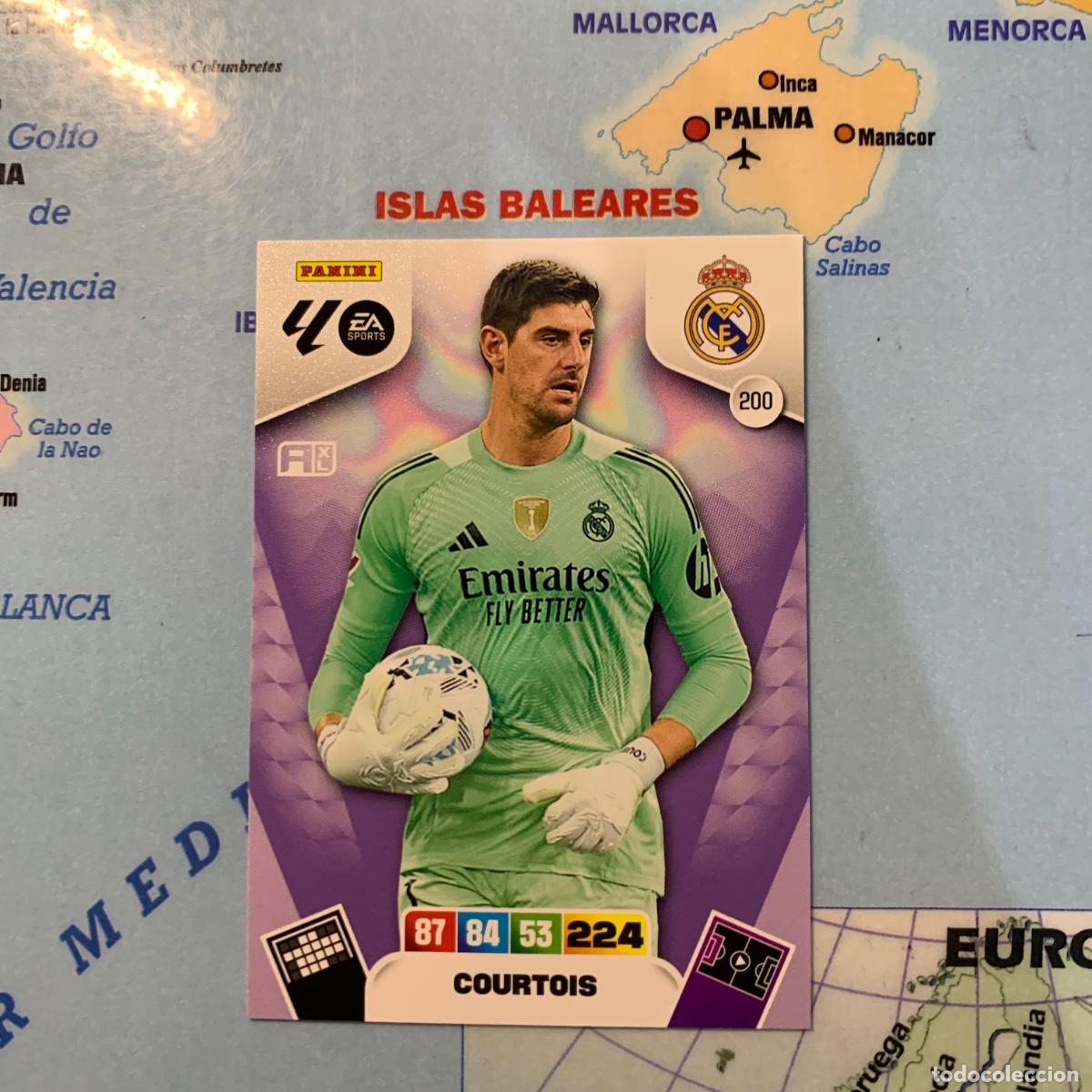 Cromos de F&uacute;tbol: Courtois n&uacute;mero 200 del Real Madrid cromo adrenalyn XL 25-26 2025-2026