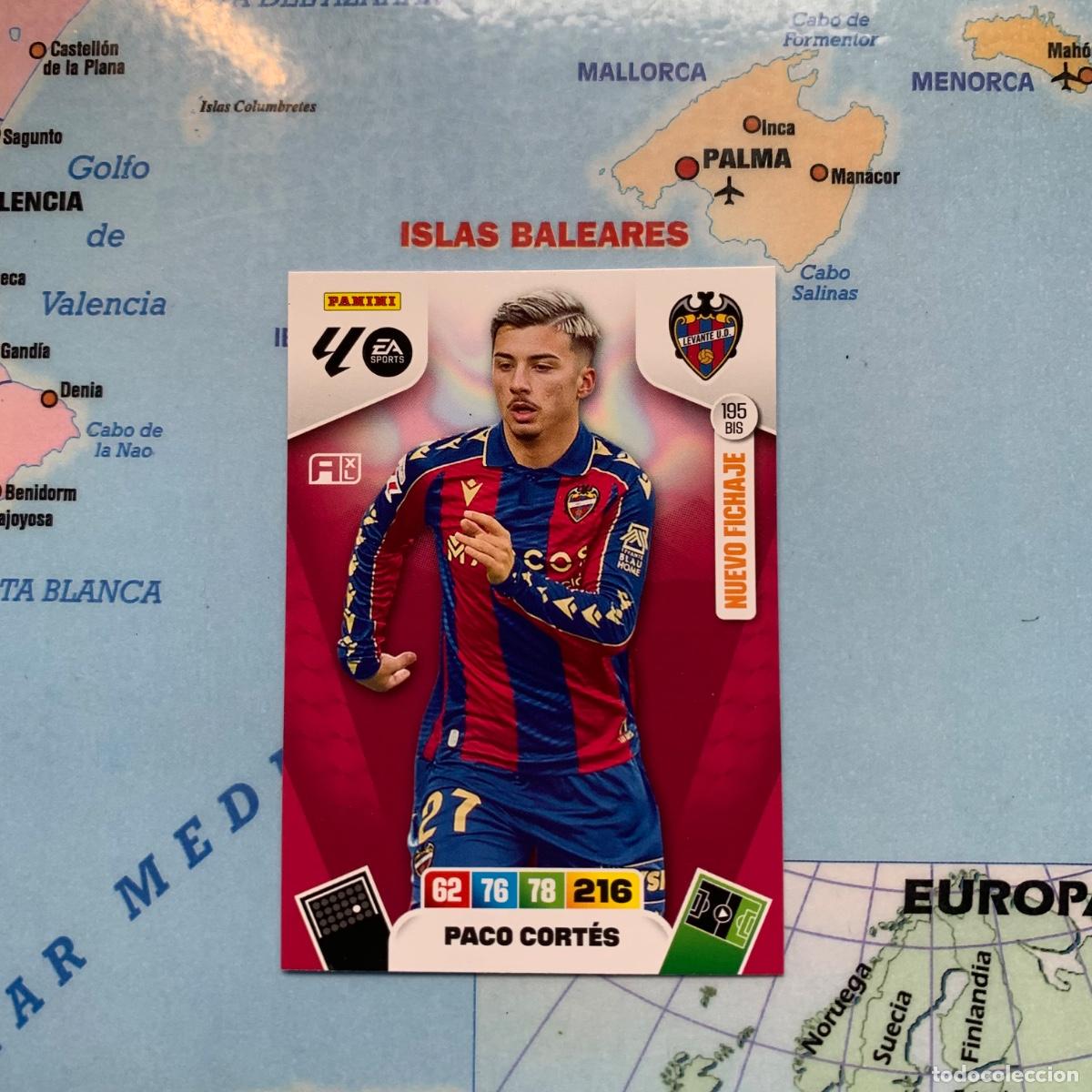 Cromos de F&uacute;tbol: Paco Cort&eacute;s nuevo fichaje n&uacute;mero 195 Bis del Levante cromo adrenalyn XL 25-26 2025-2026