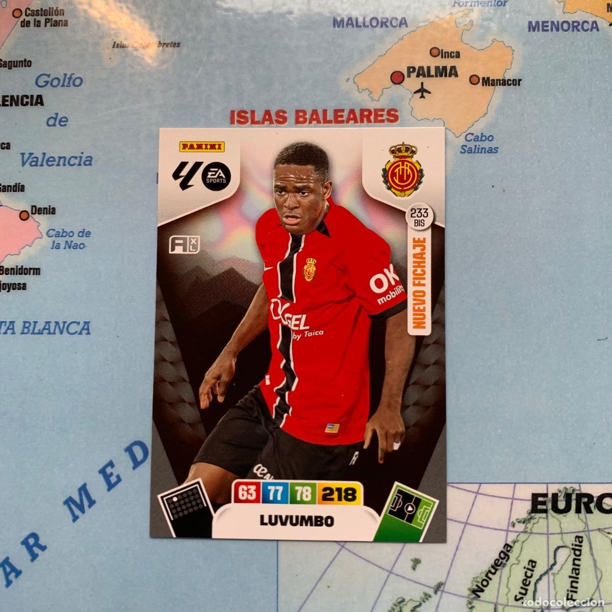 Cromos de F&uacute;tbol: Luvumbo nuevo fichaje n&uacute;mero 233 Bis Del Mallorca cromo adrenalyn XL 25-26 2025-2026