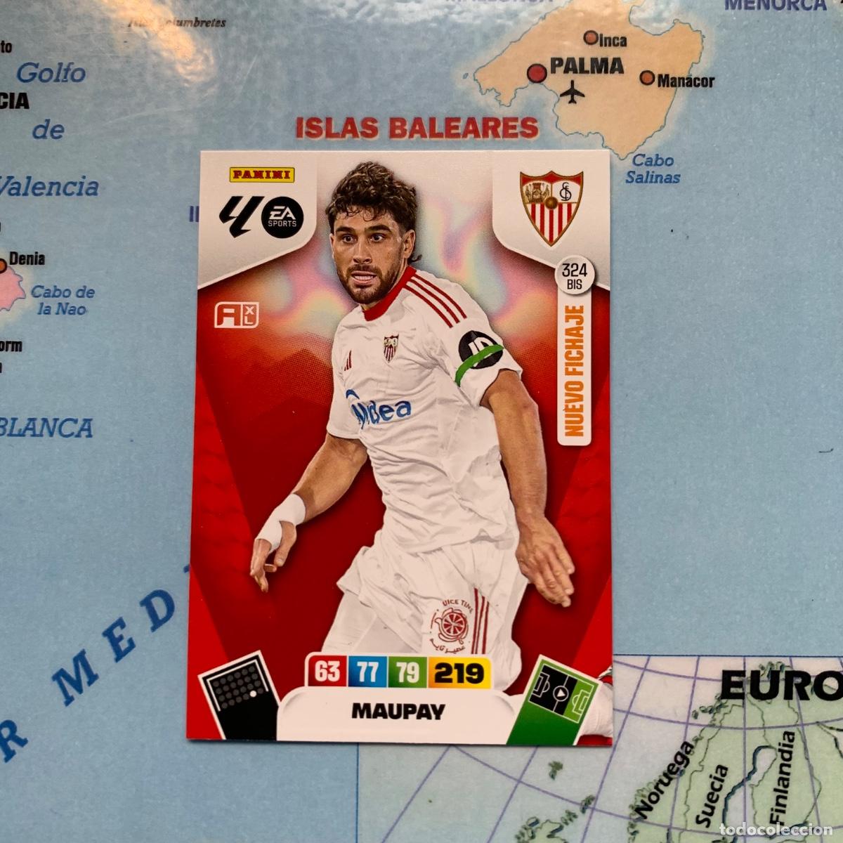 Fu&szlig;ball-Sticker: Maupay nuevo fichaje n&uacute;mero 324 Bis del Sevilla cromo adrenalyn XL 25-26 2025-2026