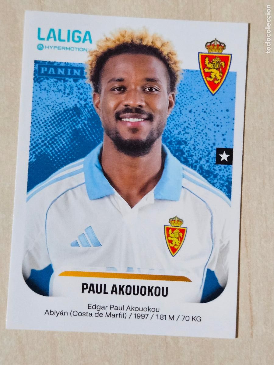 Cartes &agrave; collectionner de Football: N&ordm; 412 PAUL AKOUOKOU - REAL ZARAGOZA - CROMO - LIGA HYPERMOTION 2025 2026 SEGUNDA DIVISION 25 26