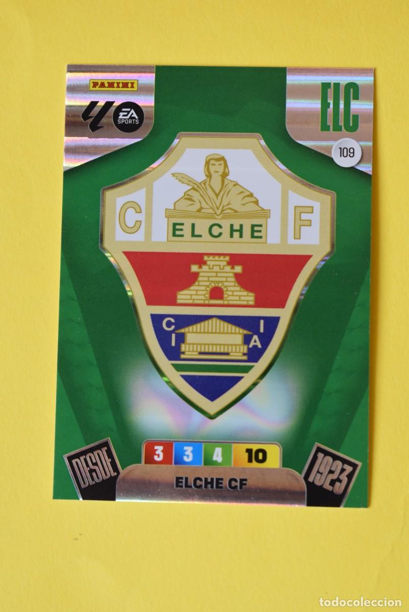 Cromos de F&uacute;tbol: Cromo Adrenalyn XL. 2025 2026. 25 26. Escudo. Elche. N &ordm; 109. C&oacute;digo sin activar. Panini