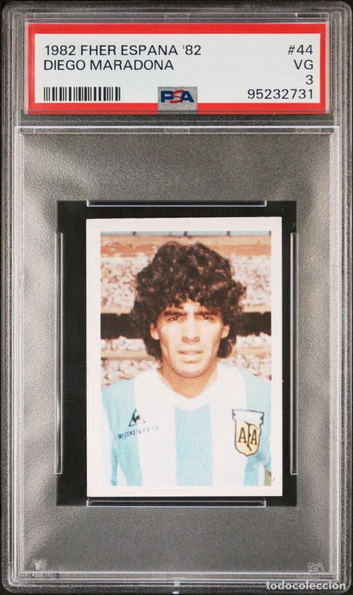 Cromos de Futebol: Raro Rookie Diego Maradona #44 Argentina 1982 Fher Espana PSA 3