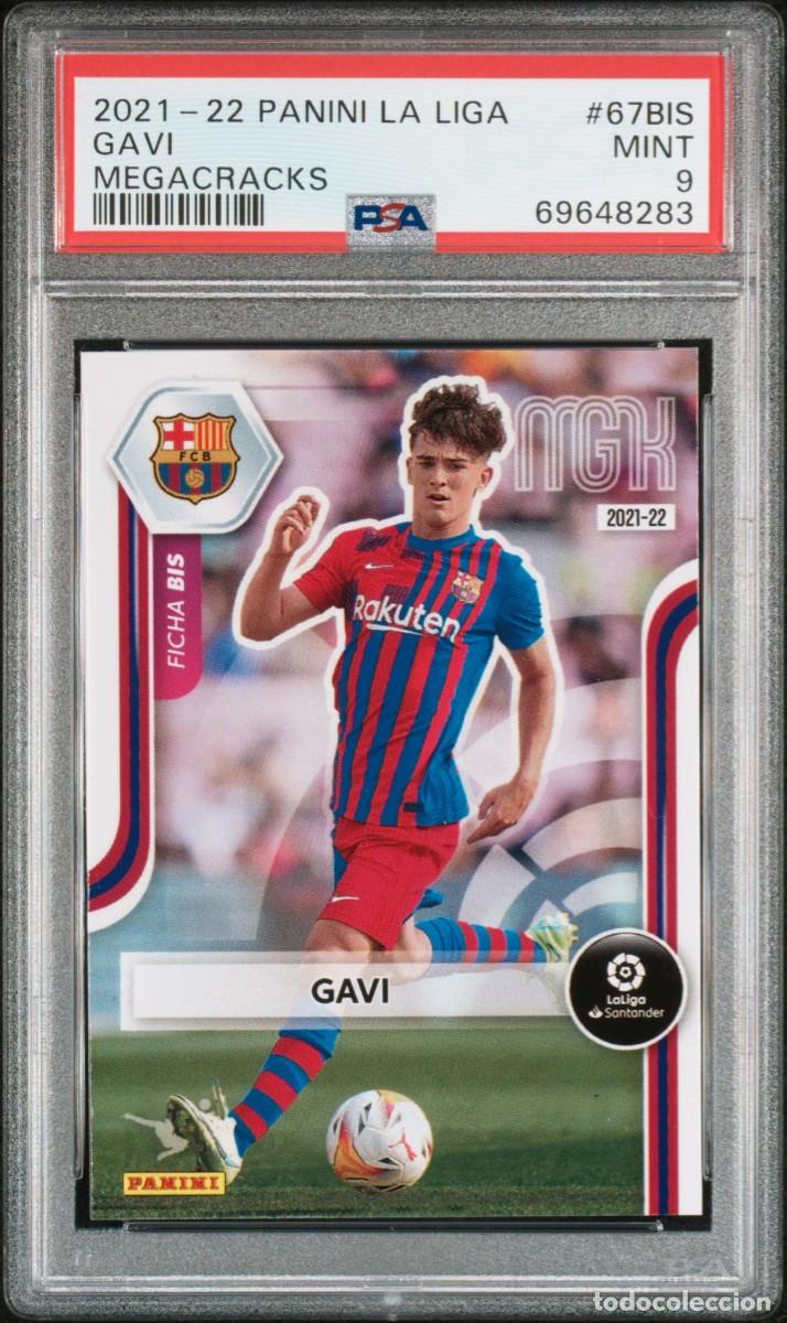 Cromos de F&uacute;tbol: Rookie Gavi #67BIS FC Barcelona Panini Megacracks FC Barcelona 2021 2022 PSA 9