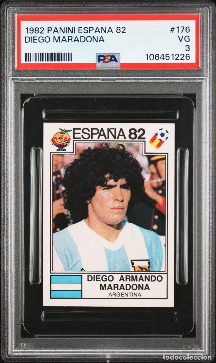 Cromos de F&uacute;tbol: Diego Maradona #176 Argentina Panini Espa&ntilde;a 1982 82 PSA 3