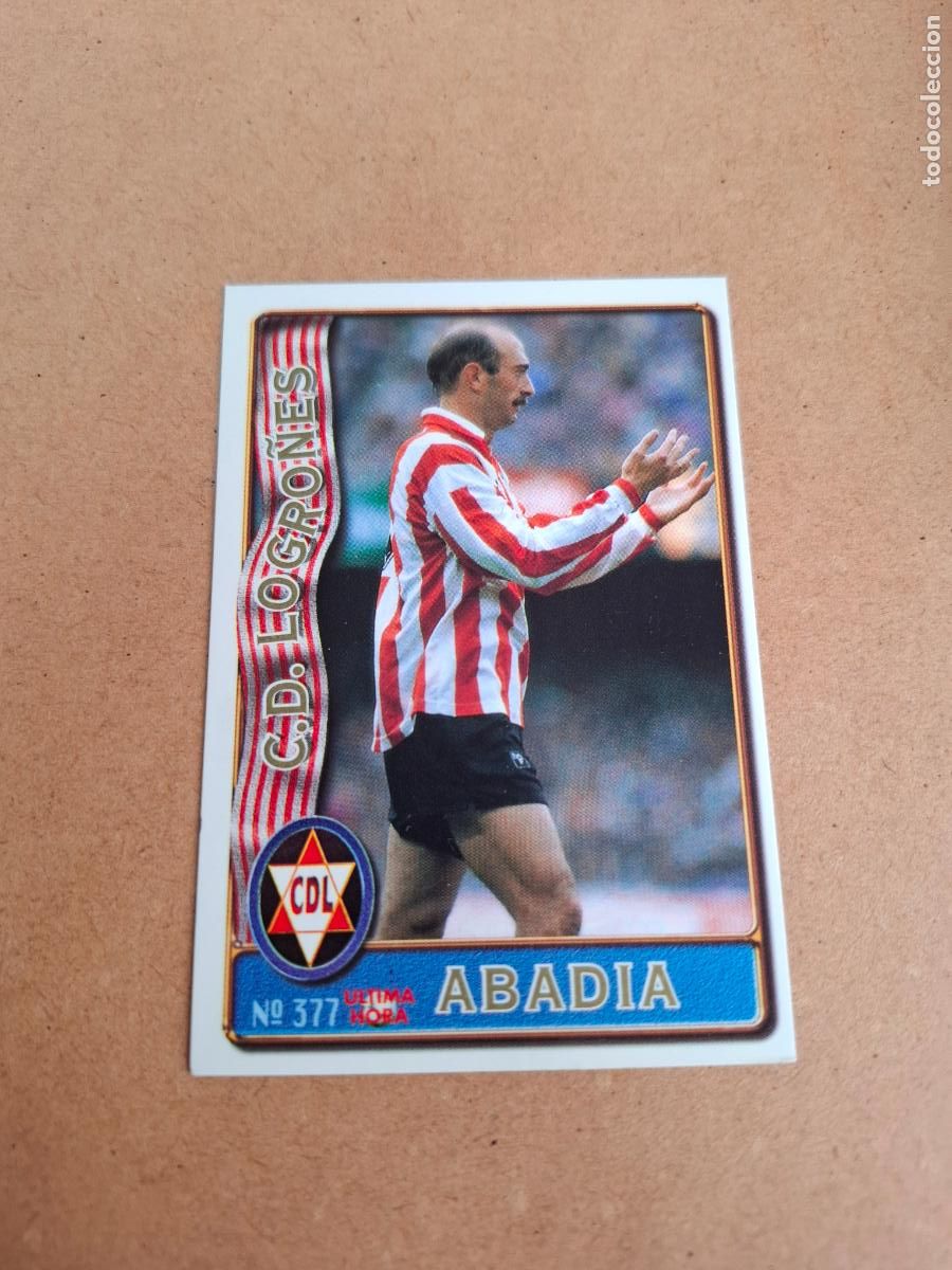 Football Stickers: MUNDICROMO 96 97 1996 1997 - UH 377 ABADIA - C.D. LOGRO&Ntilde;&Eacute;S
