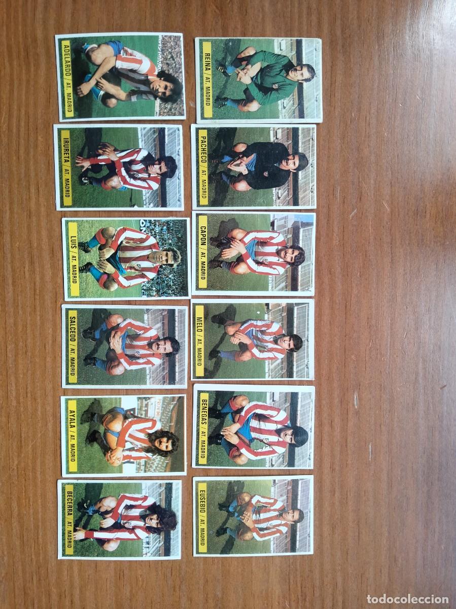 Cromos de F&uacute;tbol: Lote 12 cromos At. Madrid incluye Luis Aragon&eacute;s &aacute;lbum liga este 74 75