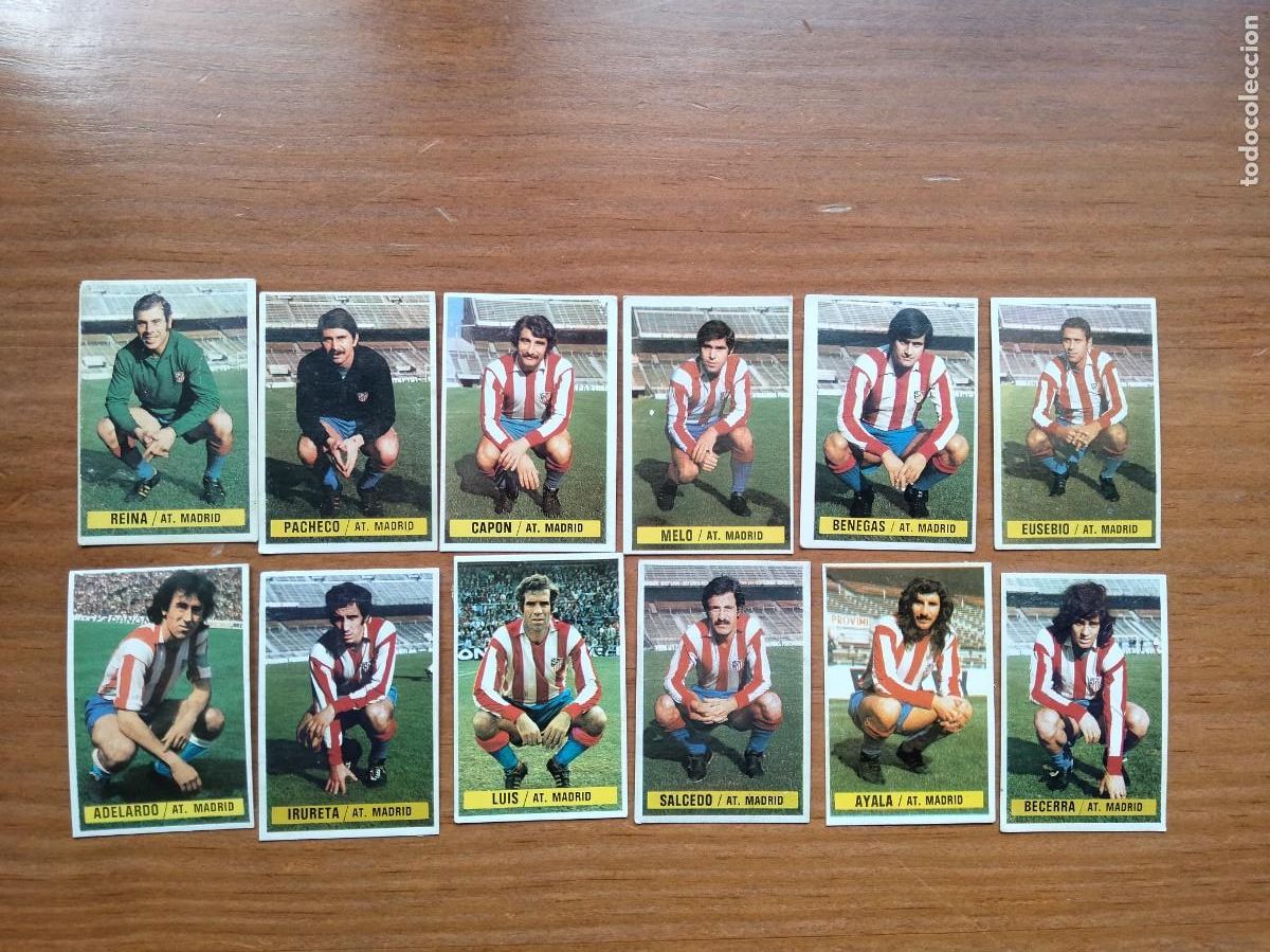 Cartes &agrave; collectionner de Football: Lote 12 cromos At. Madrid incluye Luis Aragon&eacute;s &aacute;lbum liga este 74 75