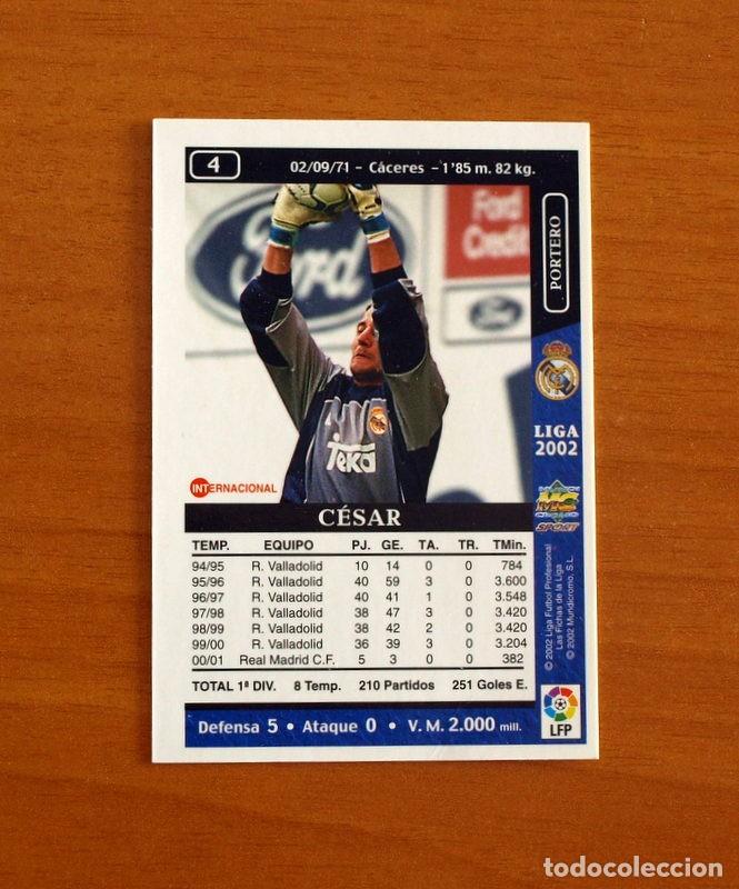 Cromos de F&uacute;tbol: Real Madrid - N&ordm; 4, C&eacute;sar - Mundicromo - Liga 2001-2002, 01-02 - Mundi Cromo Sport