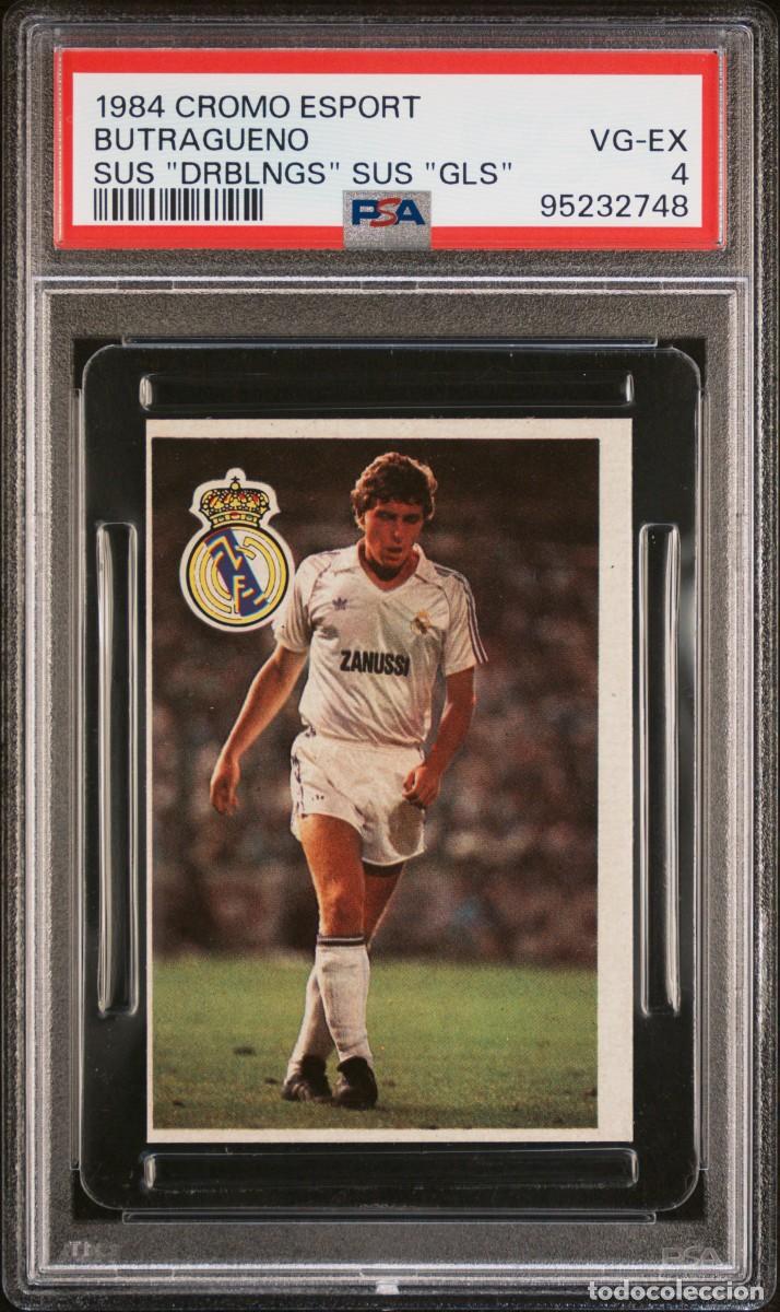 Cromos de F&uacute;tbol: Rookie Butrague&ntilde;o Real Madrid Cromo Esport Maradona Sus Driblings 1984 PSA 4