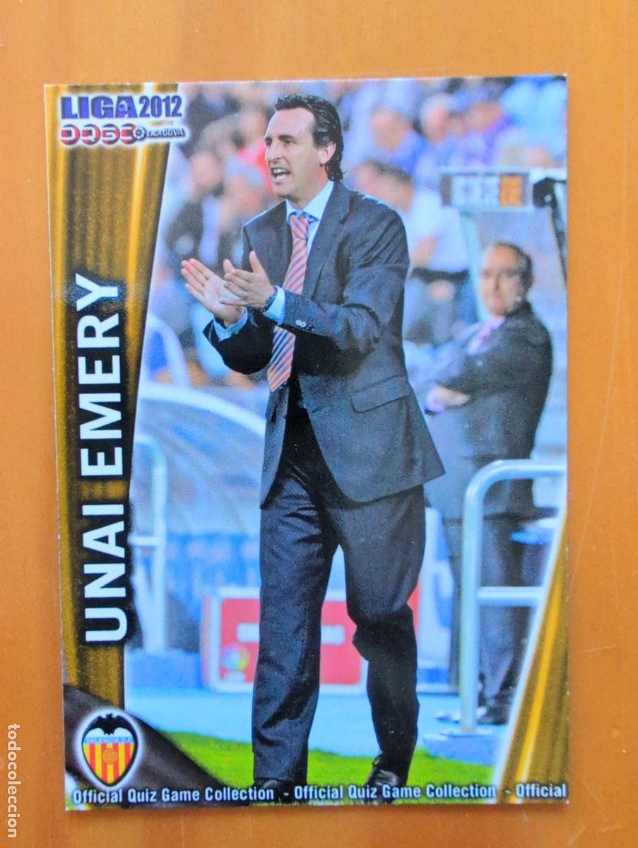 Cromos de F&uacute;tbol: 57 Unai Emery, Valencia CF, Mundicromo Sport Fichas Quiz de la Liga 2011 2012 11 12