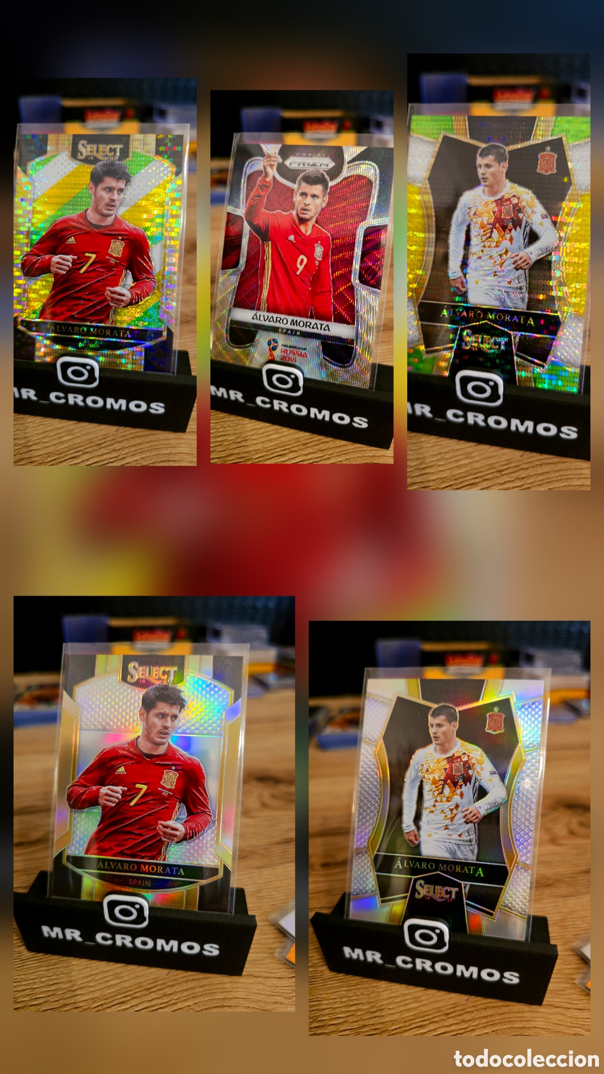 Cromos de F&uacute;tbol: Lote 5 cards morata prizm,mosaic, select, donruss