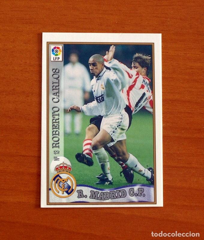 Cromos de F&uacute;tbol: Real Madrid - N&ordm; 13 Roberto Carlos - Mundicromo ficha de la Liga 1997-1998, 97-98