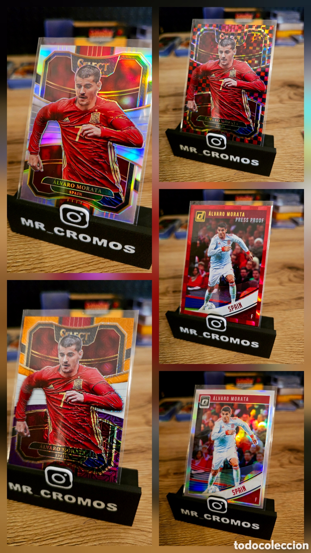 Cromos de F&uacute;tbol: Lote 5 cards morata prizm,mosaic, select, donruss