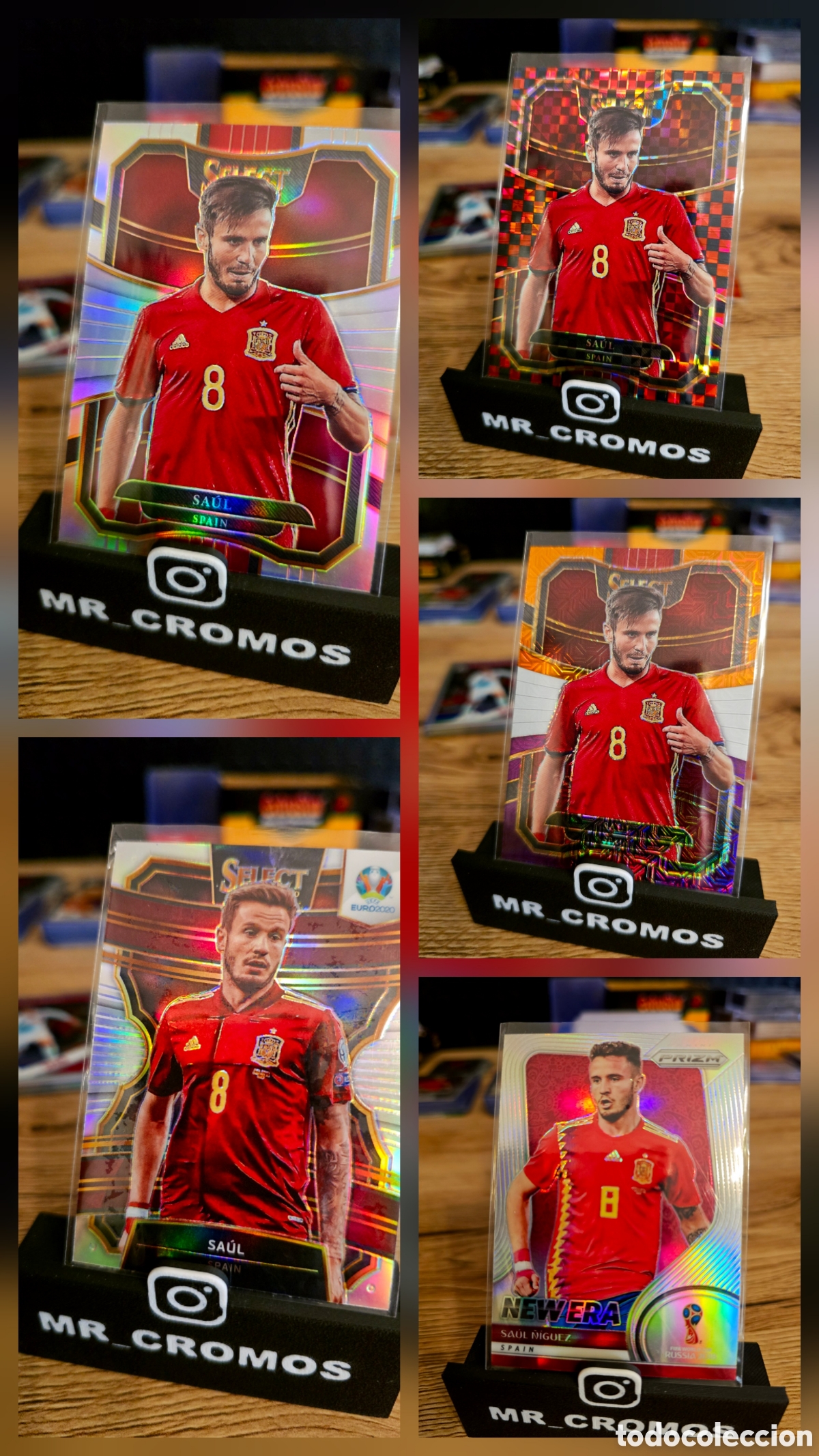Cartes &agrave; collectionner de Football: Lote 5 cards saul prizm,mosaic, select, donruss