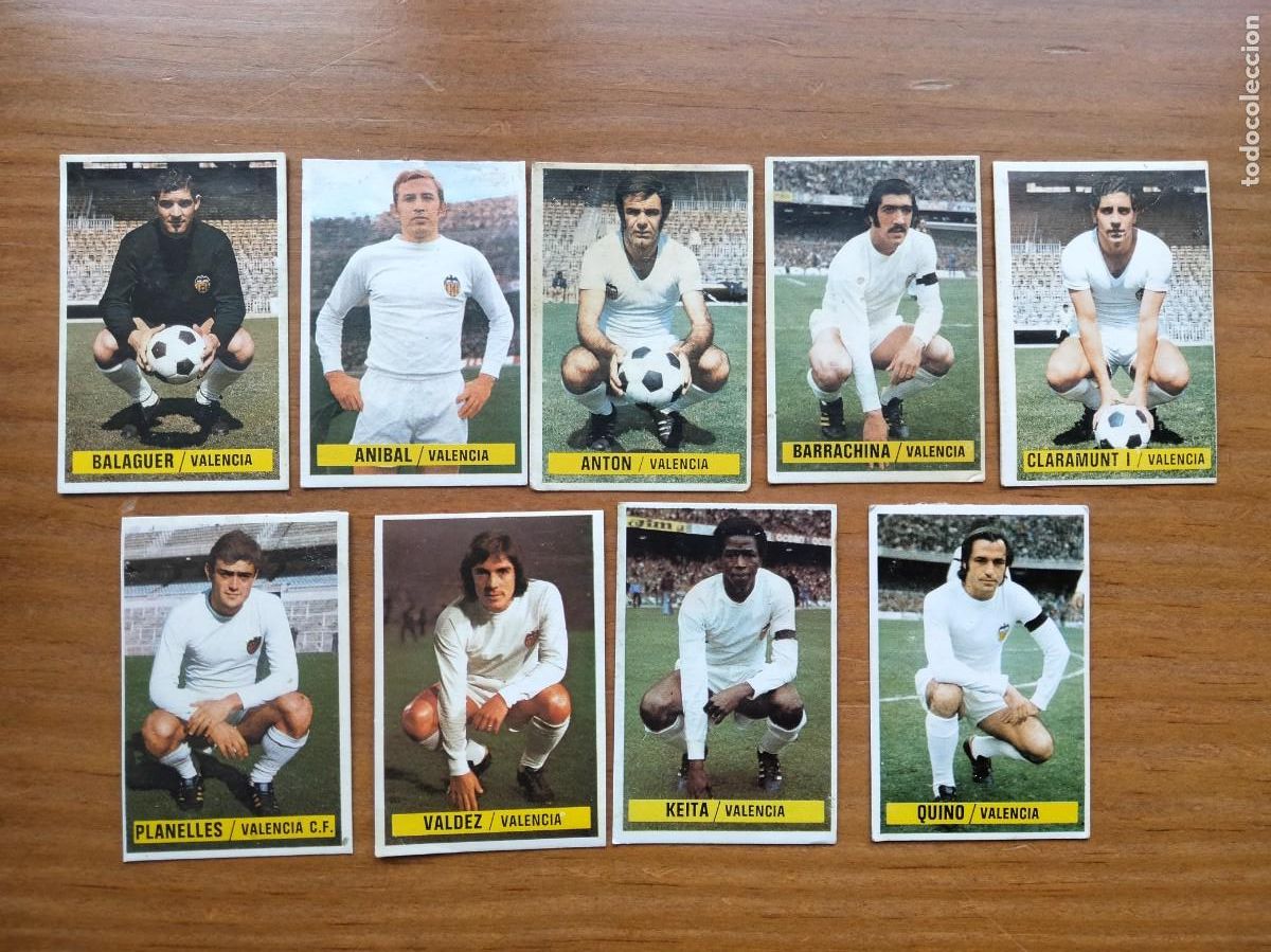 Figurine di Calcio: Lote 9 cromos Valencia &aacute;lbum liga este 74 75