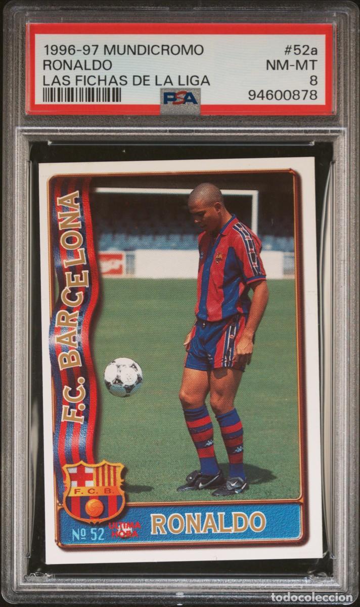 Cartes &agrave; collectionner de Football: Ronaldo #52a FC Barcelona Mundicromo Las Fichas De La Liga 1996 1997 Psa 8