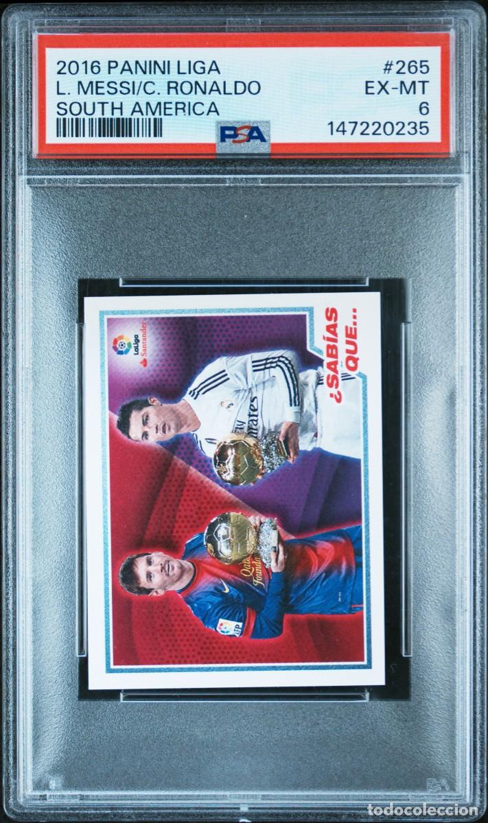 Cromos de F&uacute;tbol: Cristiano y Messi #265 Panini Liga South America 2016 17 PSA 6 Rara Dif&iacute;cil