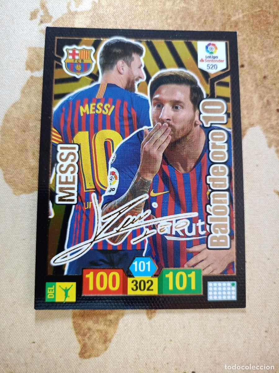 Cromos de F&uacute;tbol: Bal&oacute;n de Oro 10 FIRMADO 520 MESSI Adrenalyn 2018-19