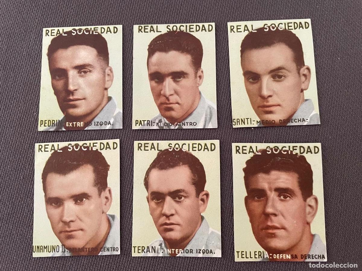 Cromos de F&uacute;tbol: REAL SOCIEDAD LOS ASES DEL FUTBOL FOTOCOLOR 1943 - LOTE DE 6 CROMOS