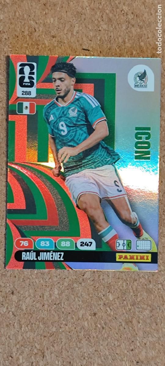 Cromos de F&uacute;tbol: ADRENALYN XL FIFA WORLD CUP 2026 CARD ICON RAUL JIMENEZ MEXICO # 288 PANINI