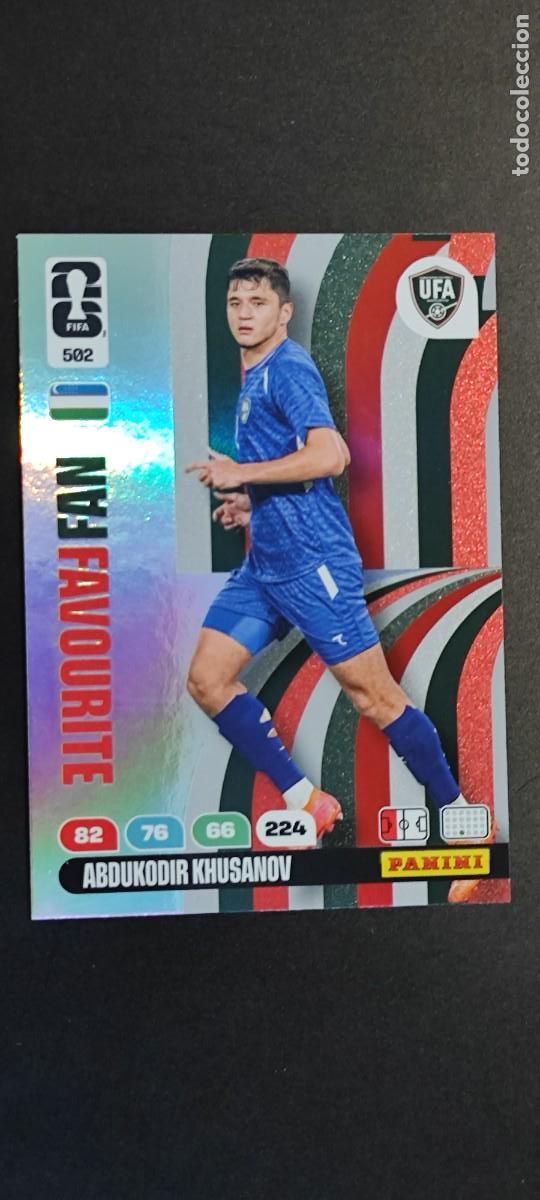 Cromos de F&uacute;tbol: ADRENALYN XL FIFA WORLD CUP 2026 CARD FAN FAVOURITE KHUSANOV UZBEQUISTAN # 502 PANINI